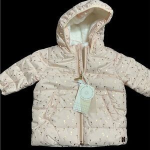 CARREMENT Pink and Gold Baby Puffer Jacket